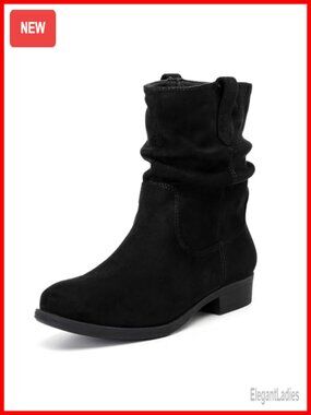 Women's Flat Ankle Booties Faux Leather Lug Sole Waterproof Fashion Boots